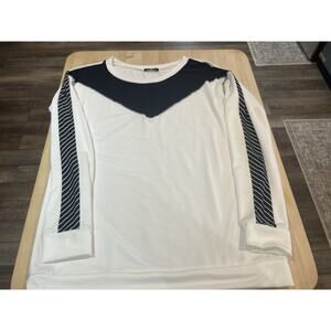 White Birch Black & White Top Long Racer Sleeves Sweatshirt Size Large